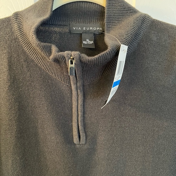 Via Europa Charcoal Zip Neck Phantom Sweater Sz XL NWT - Picture 2 of 5